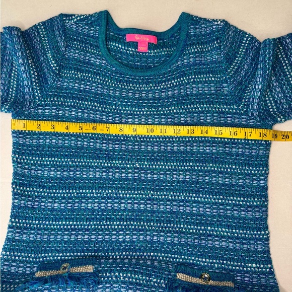 Lilly Pulitzer Beckington Sweaterdress Blue Grotto Metallic Tweed LG #131 - Picture 15 of 17